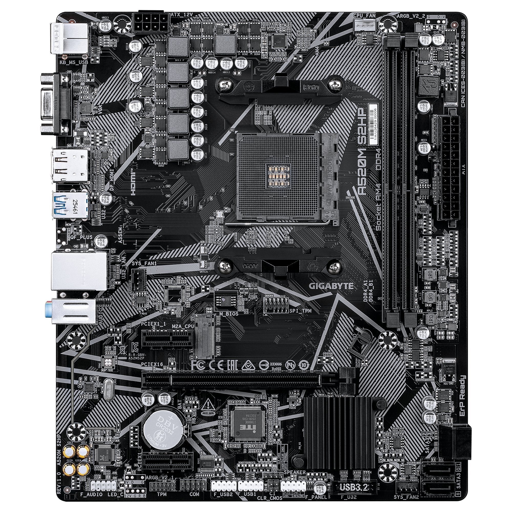 Gigabyte A520m S2hp Am4 2xddr4 D-Sub Hdmi Dp M.2