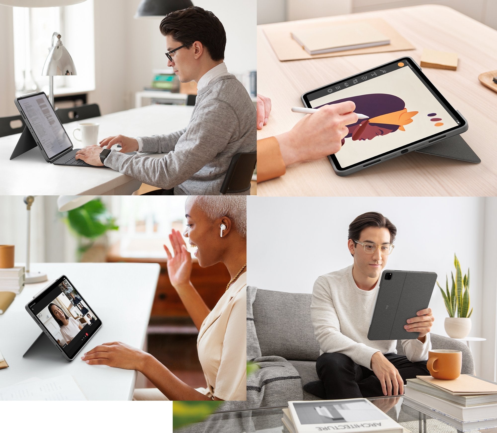 Logitech Combo Touch For Ipad Pro 12.9-Inch (5th Generation) Gris Smart Connector Qwerty Inglés Internacional