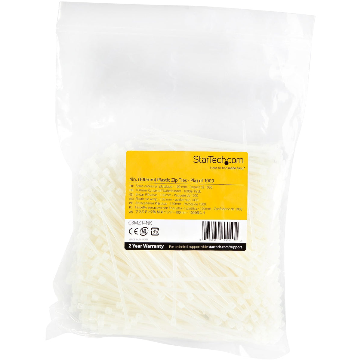 Startech Bridas 10cm - 2 Mm 94v-2/Ul, Paquete De 1000 - Blancas