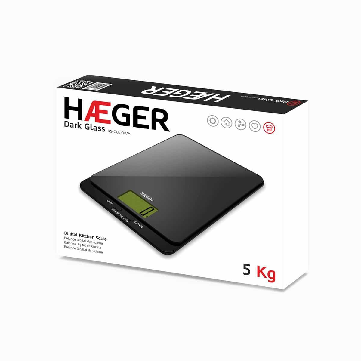 EAN 5608475014772 - Haeger KS-005.007A báscula de cocina Negro Encimera Rectángulo Báscula electrónica de cocina imagen 3