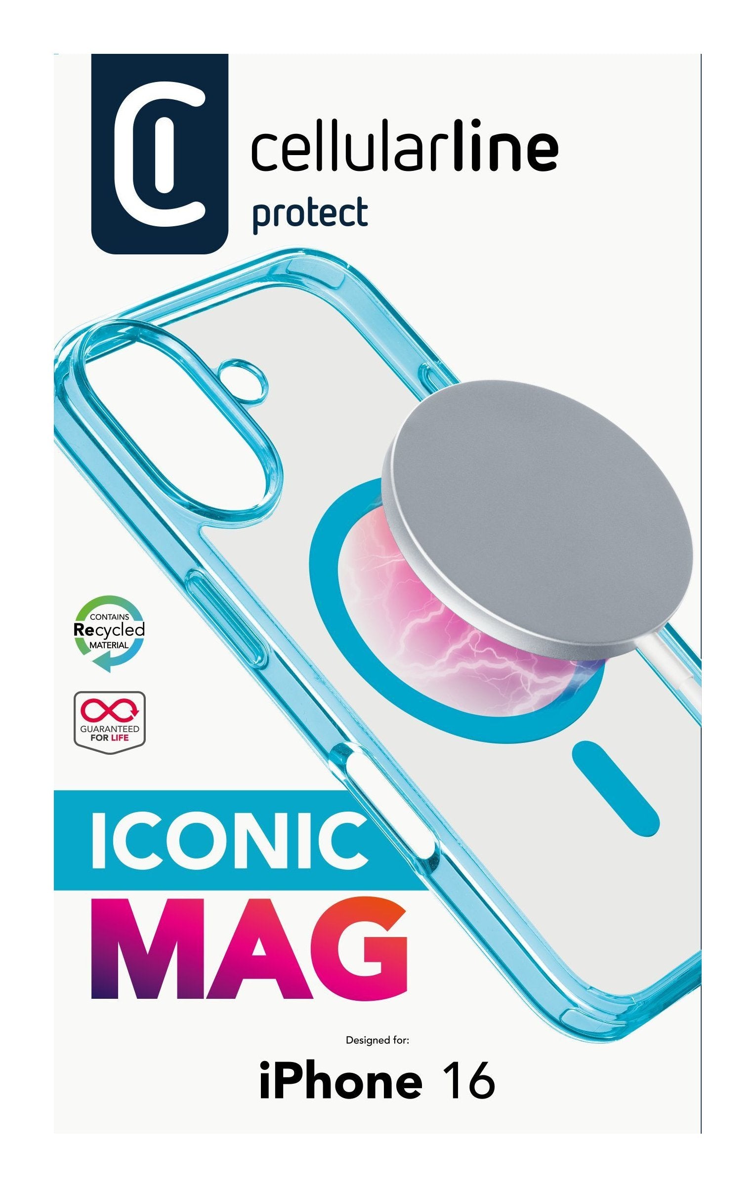 Cellularline Iconic Mag Magsafe Case Iphone 16 Light Azul