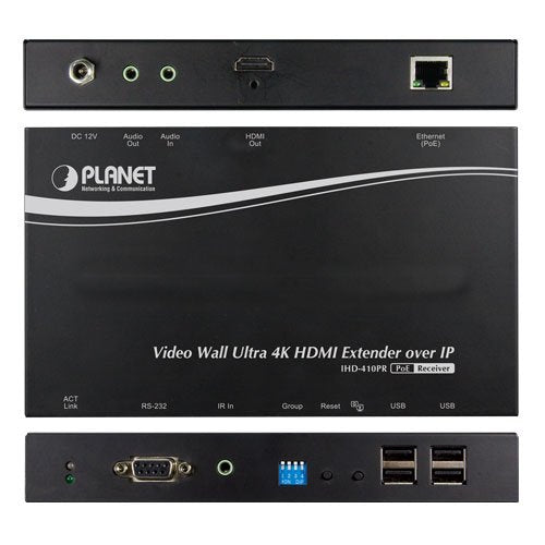 Video Wall Ultra 4k Hdmi Usb Extender Receiver Over Ip With Poe