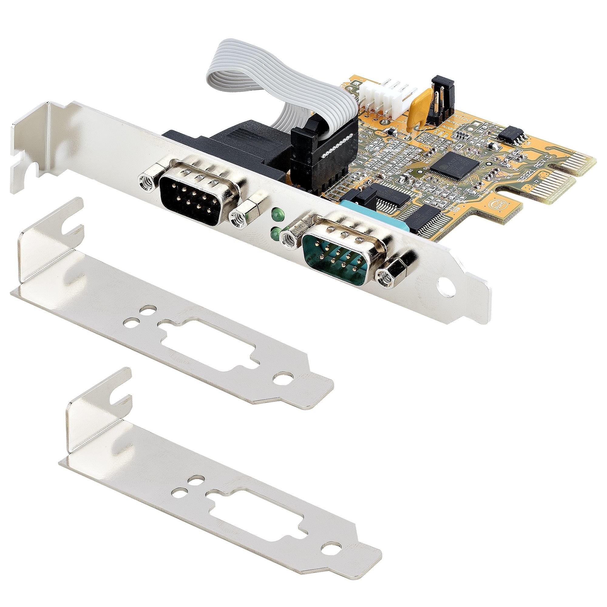 Pcie Dual Serial Port Card -   Ctlr 16c1050 Uart 5v/12v Status Light