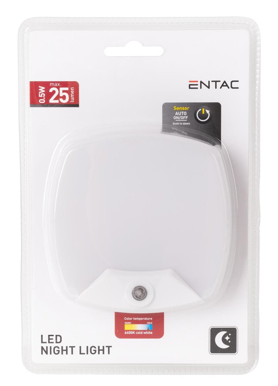 Entac Nachtlicht 0.5w Quadrat. Cw Blanco Dämmerungssensor