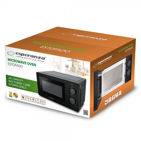 EAN 5901299964163 - Esperanza ESTOFADO Negro Solo microondas Encimera 20 L 700 W imagen 3