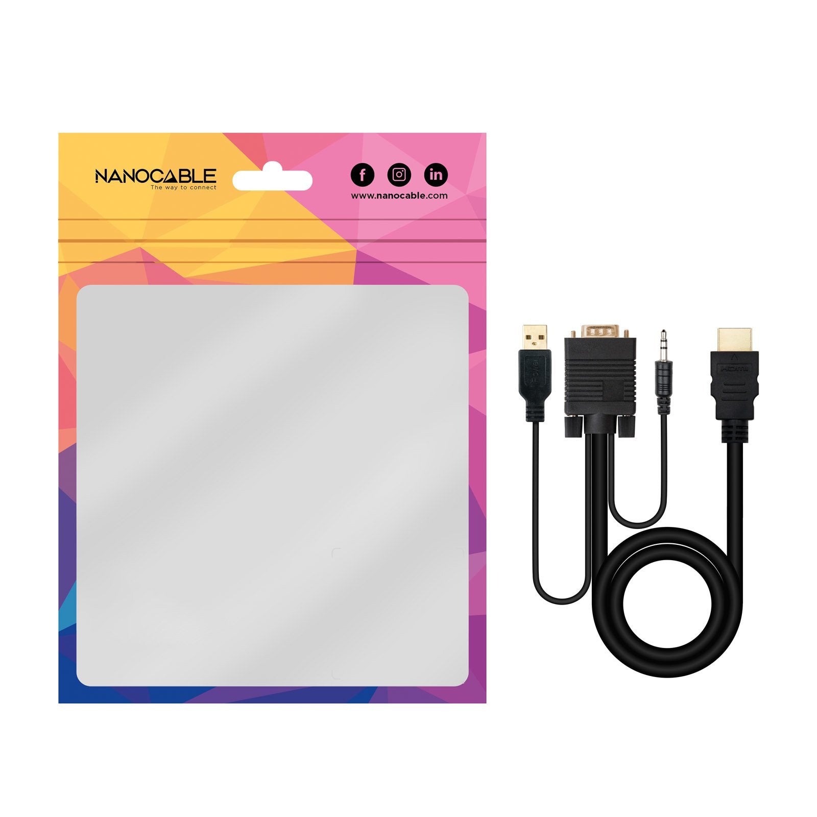 Nanocable Cable Conversor Hdmi A Vga+Jack3.5+Usb-A 1.8m - Negro