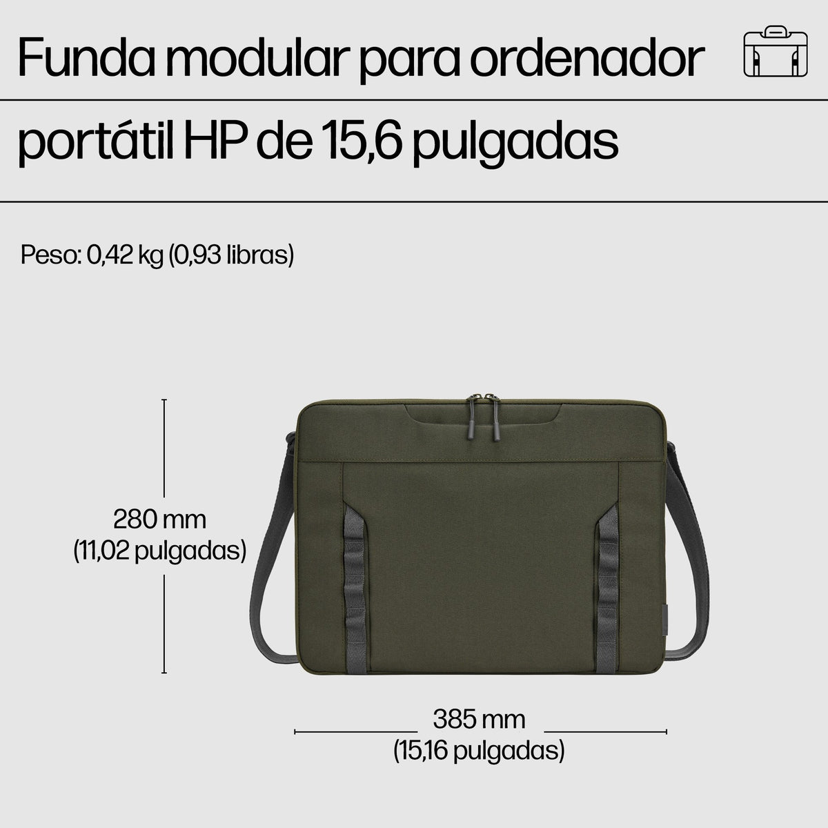 EAN 0197961660456 - HP 15.6 Modular Laptop Sleeve 39,6 cm (15.6") Verde, Gris imagen 2