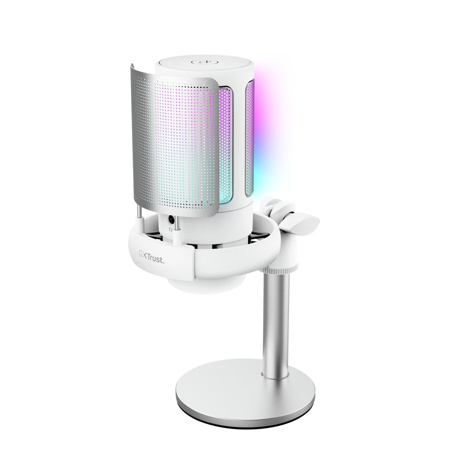 Microfono Trust Gxt 238w Auron Gaming Usb Iluminacion Led Patron Cardioide Tripode Blanco
