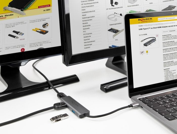 Delock Adaptador Usb Type-C Dual Hdmi Con 4k 60 Hz Y Puerto Usb