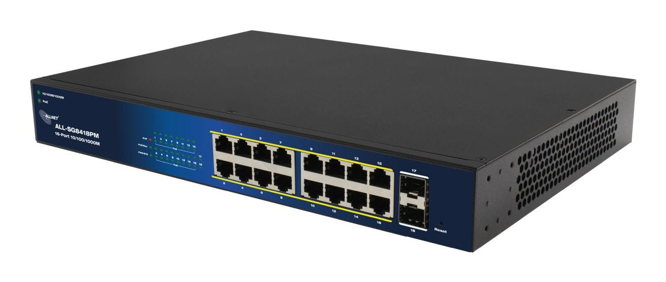 Allnet Switch Smart Managed Layer2 18 Port Gigabit &Hll 18x Gbe &Hll Poe Hdget 240w &Hll 16x Poe At &Hll 2x Sfp &Hll 19\" &Hll Ventiladorlos &Hll All-Sg8418pm