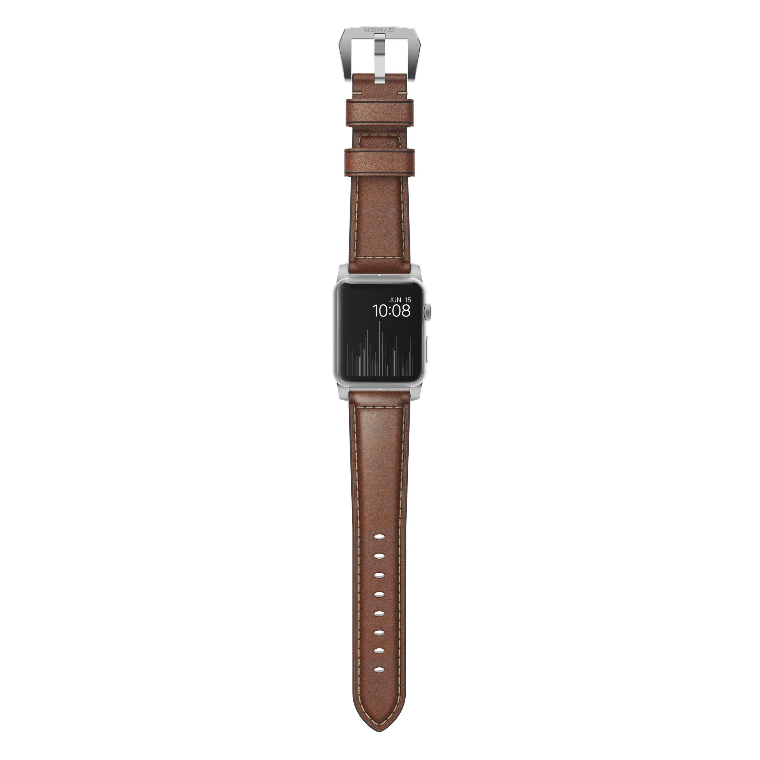 Nomad Strap Trad. Lthr. Brown Connect. Silver 42/44/45/49mm
