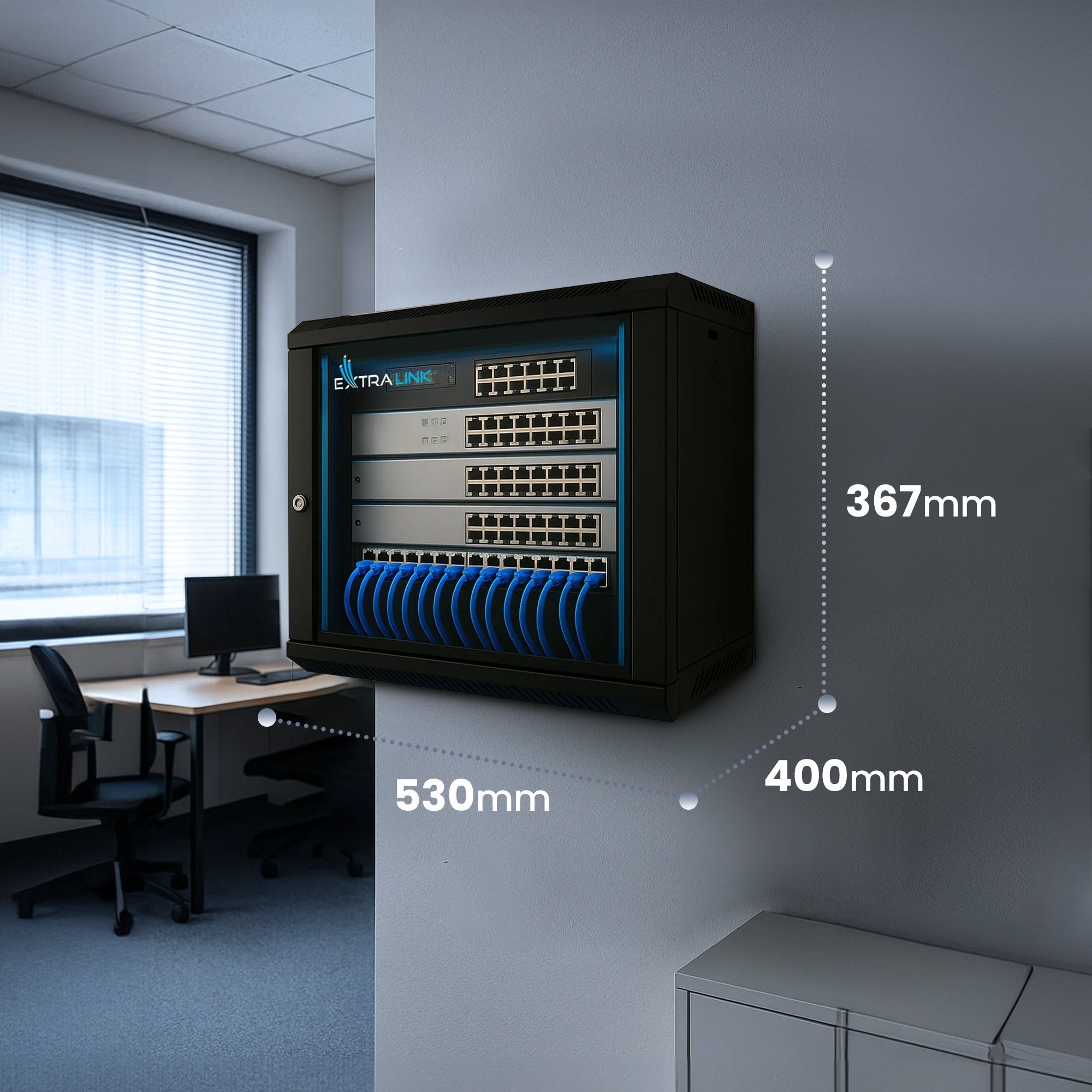 Extralink Lite 6u 530x400 Wall-Mounted Rackmount Cabinet Negro With Shelf
