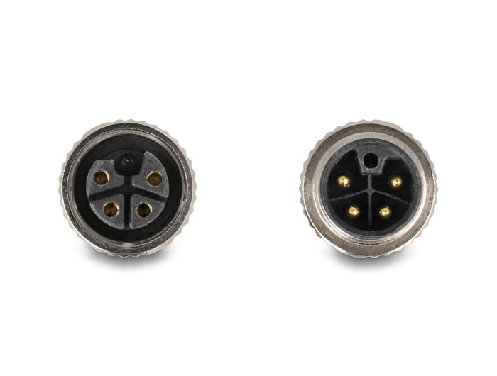Delock M12 Cable L-Kodiert 4 Pin Stecker Rechts Gewinkelt Zu Buchse Gerade Pur Schleppkettentauglich 2 M Schwarz