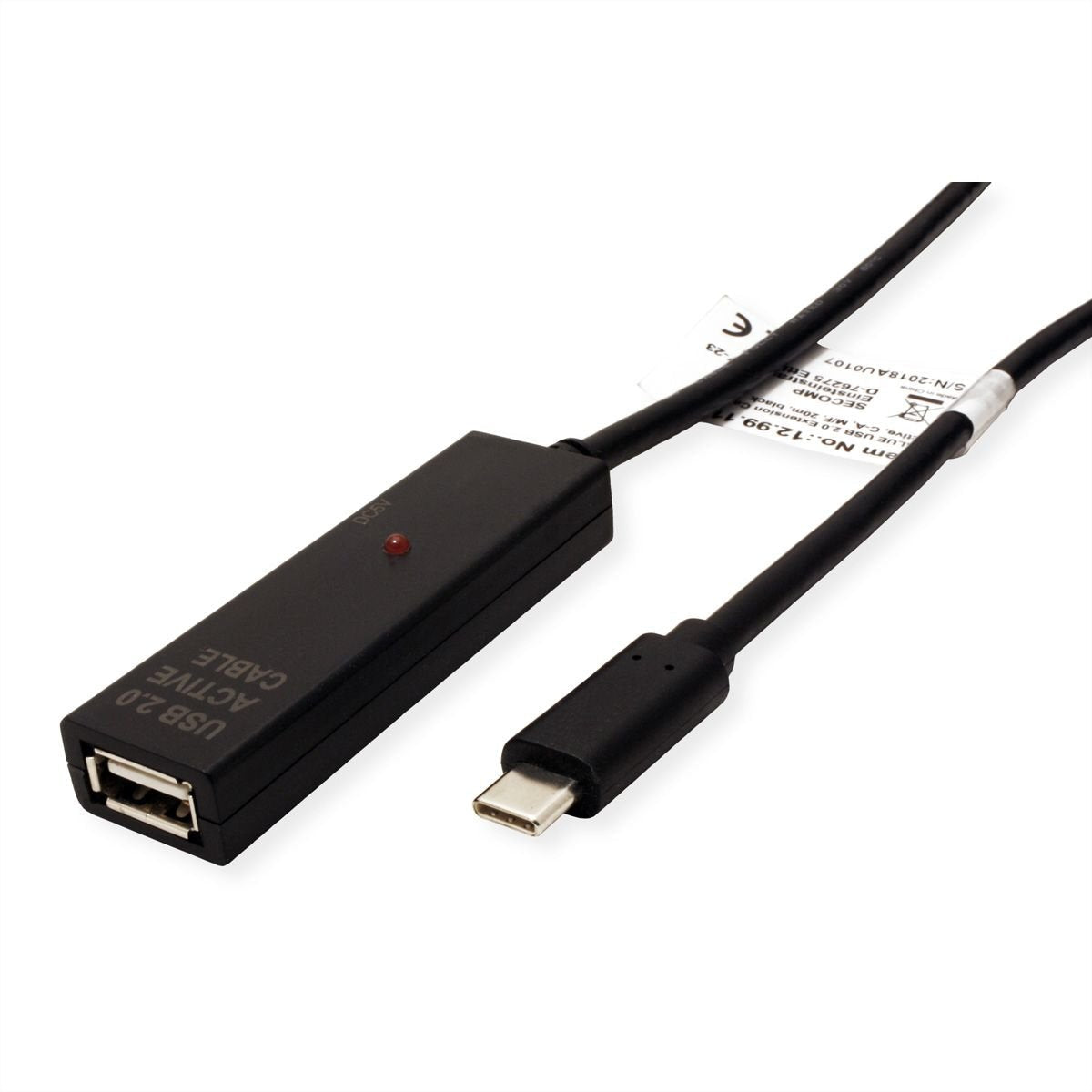 Value Usb 2.0 Verlngerung, Aktiv, Mit Repeater, A-C, Schwarz, 15 M