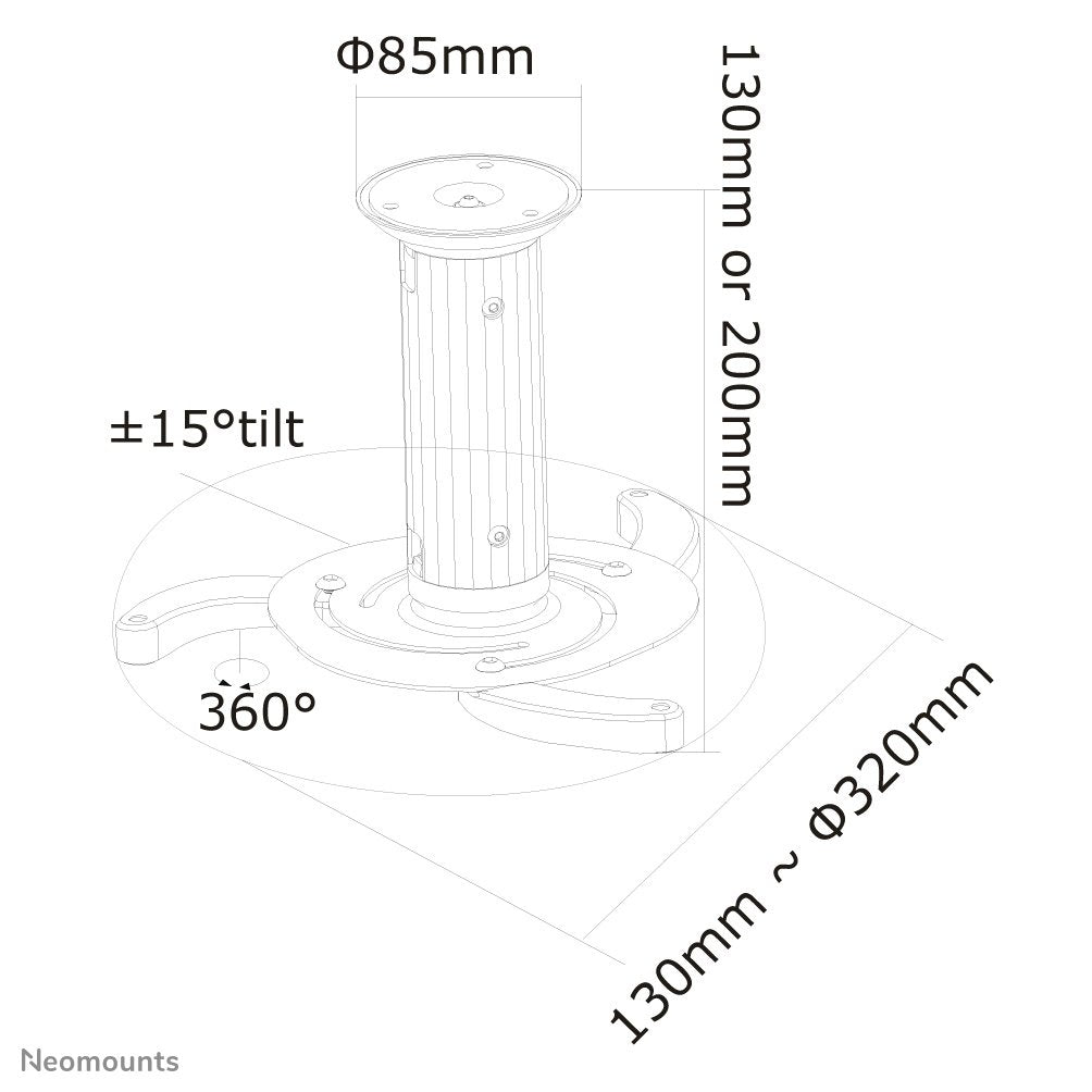 Newstar Soporte De Techo Proyector Beamer-C80 White