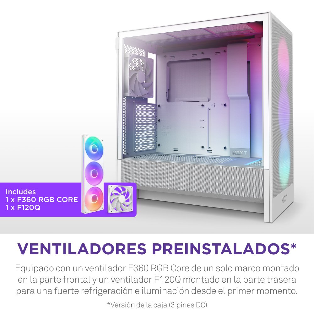 Caja Pc Nzxt H5 Flow Rgb 2024  Vidrio Templado Cc-H52fw-R1 Blanca