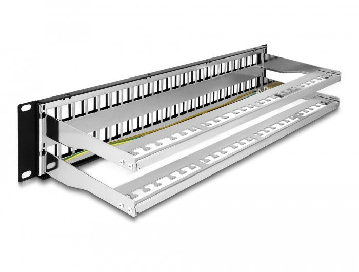 Delock 19? Keystone Patchpanel 48 Port Mit Entlastungsschienen 2 He Schwarz