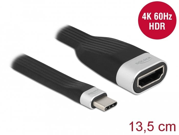 Delock Fpc Cable Plano Usb Tipo-C A Hdmi (Dp Alt Mode) 4k 60 Hz 13,5 Cm