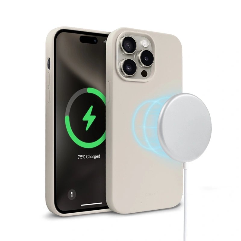 Crong Color Cover Magnetic - Etui Iphone 15 Pro Magsafe (Kamienny Bez)