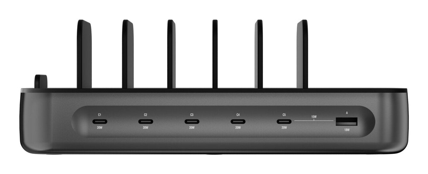 4smarts Charging Station Team 100w Black (5x Usb-C And 1x Usb-A)