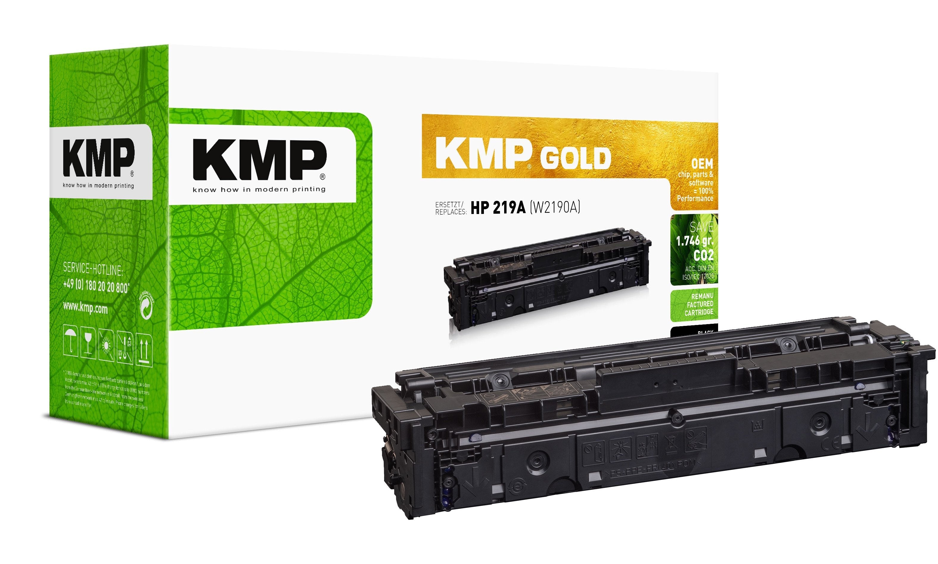 Kmp Gold Toner Hp 219a W2190a Negro 1300 Copias Remanufactured