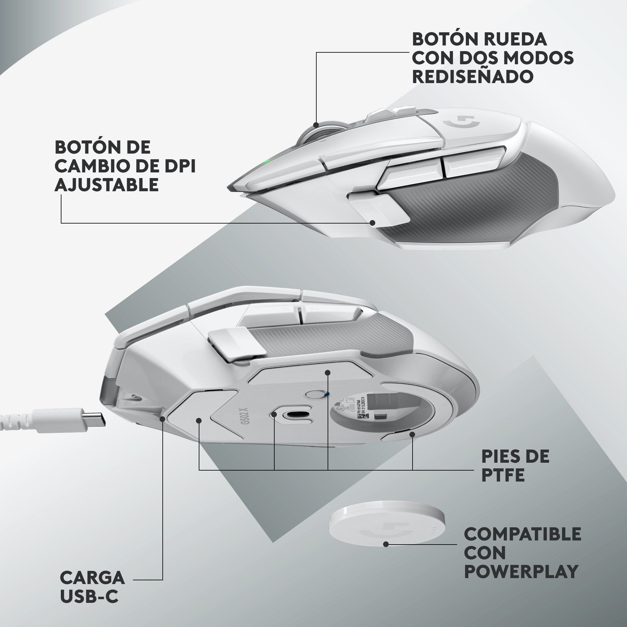 Logitech G G502 X Lightspeed Ratón Mano Derecha Rf Inalámbrico Óptico 25600 Dpi