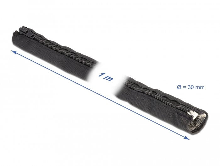 Emv Abschirmgeflechtschlauch Mit Reissverschluss Hitzebeständig 1 M X 30 Mm Schwarz