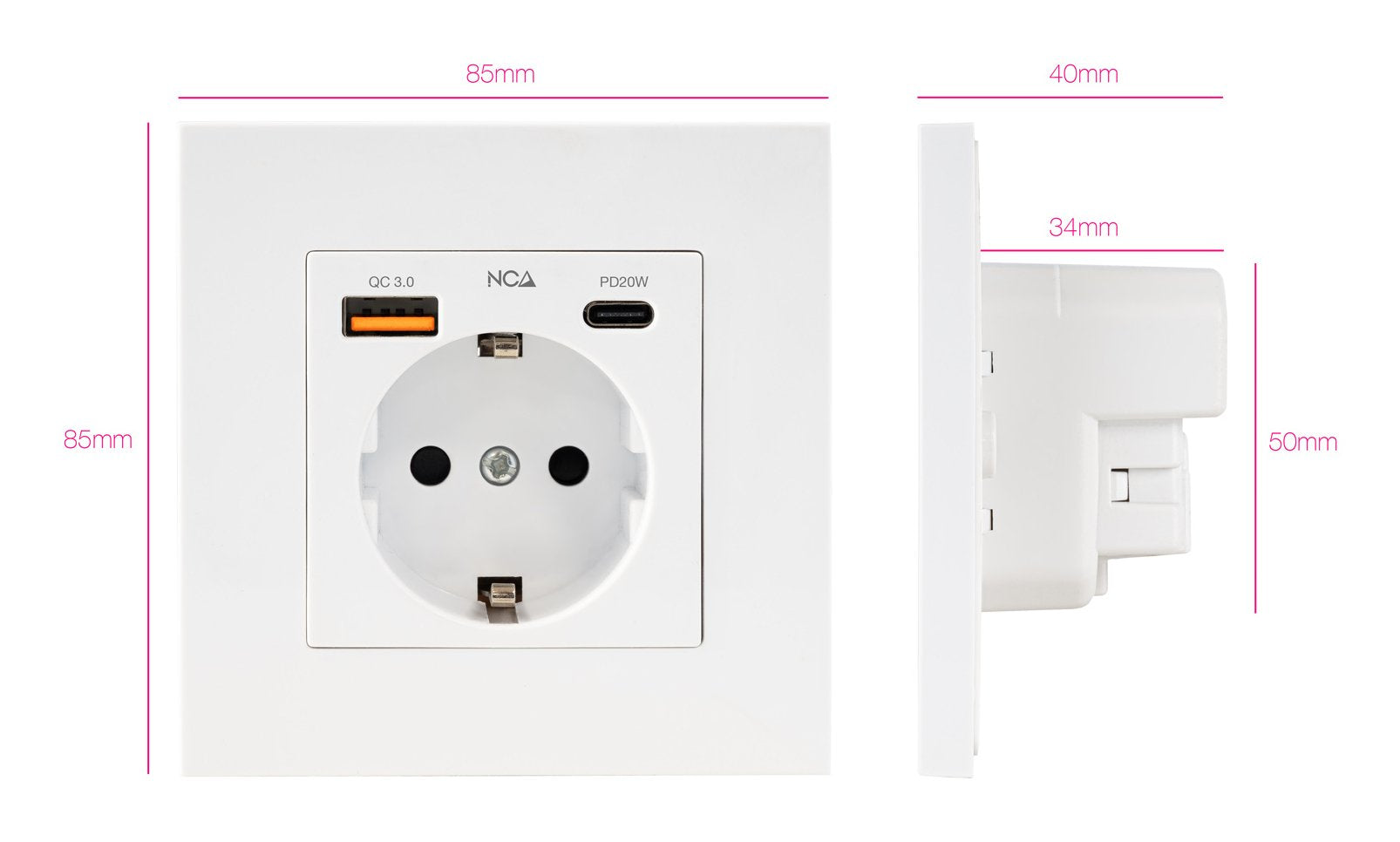 Roseta De Pared Nanocable 10 35 0011 1 Schuko 1 Usb Tipo-C 1 Usb