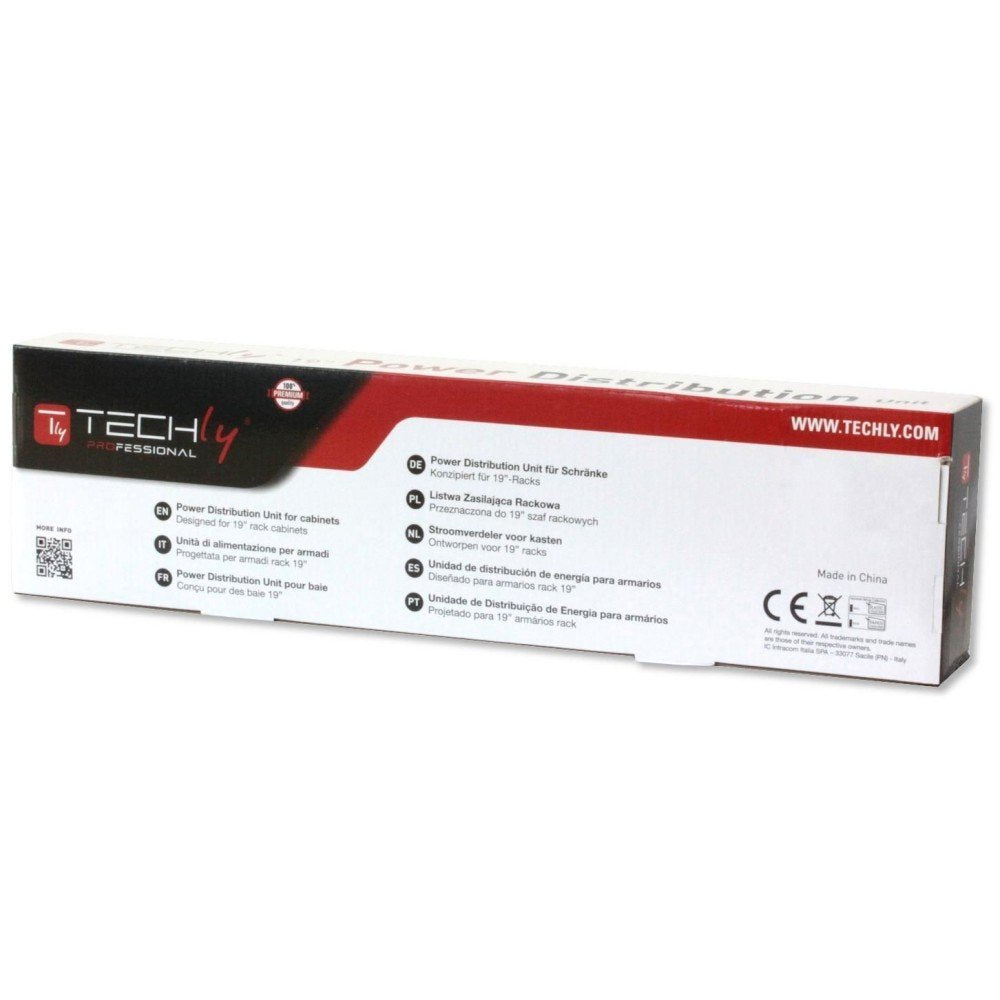 Phasak Regleta 19" De 8 Tomas Schuko Con Interruptor Conexión C14 2m Negro