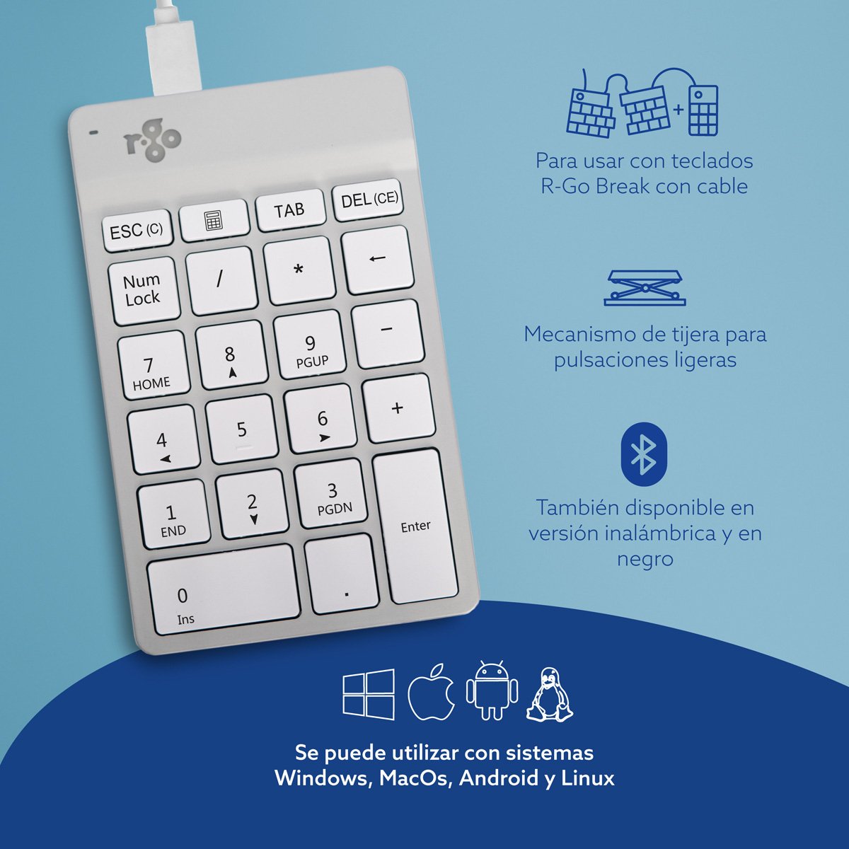 EAN 8719274491903 - R-Go Tools RGOCONMWDWH teclado numérico Portátil USB imagen 7