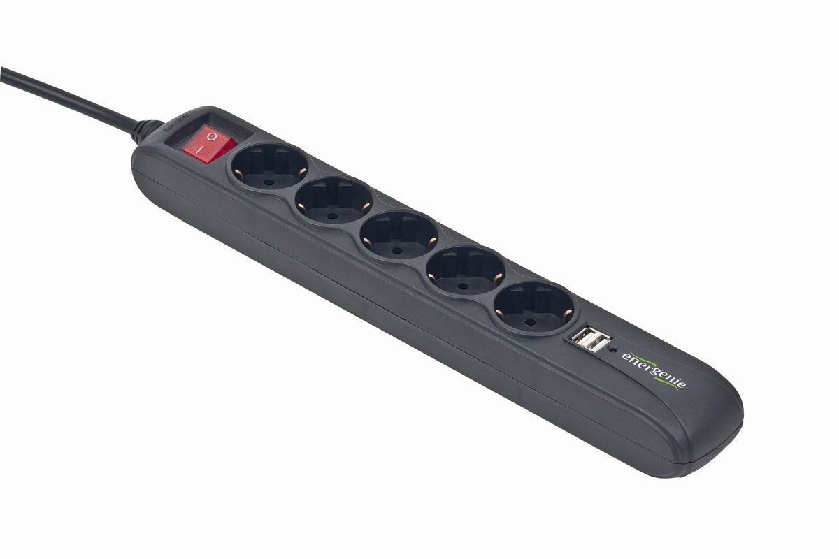 Energenie Spg5-U2-5 Limitador De Tensión 5 Salidas Ac 5 V Negro 1,5 M