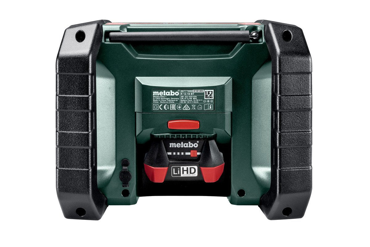 Metabo R 12-18 Dab+ Bt (600778850) Akku-Baustellenradio (Verde/Negro, Ukw, Dab+, Bluetooth, Ohne Akku Und Ladegerät) 600778850