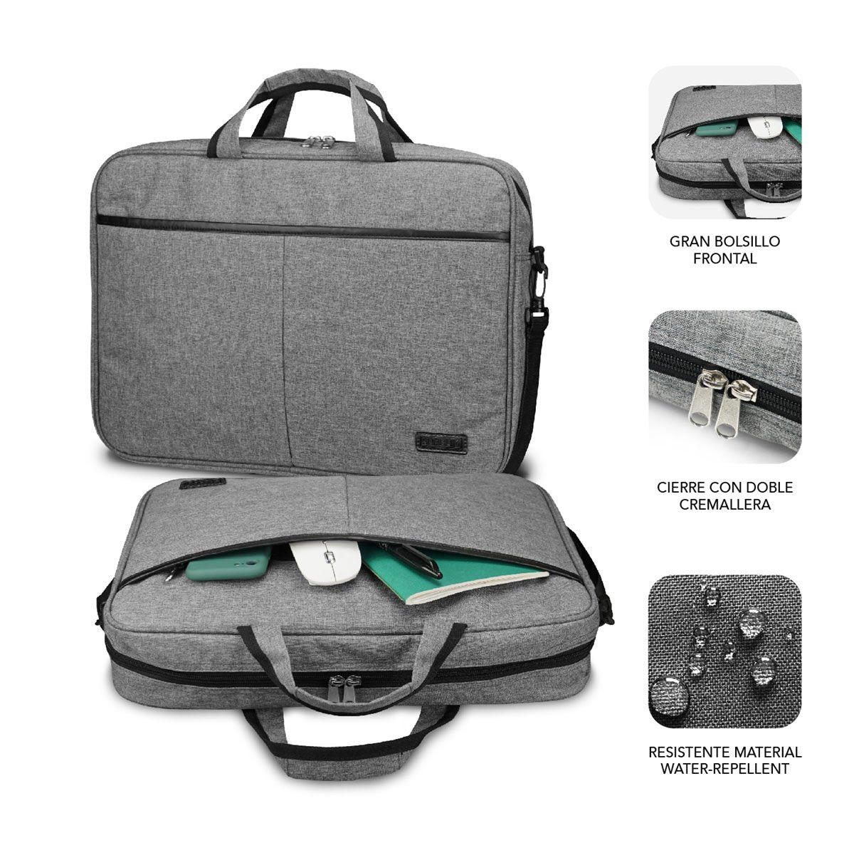 EAN 8436586741594 - SUBBLIM SUB-LB-3ELB001 maletines para portátil 35,6 cm (14") Maletín Toploader Gris imagen 2