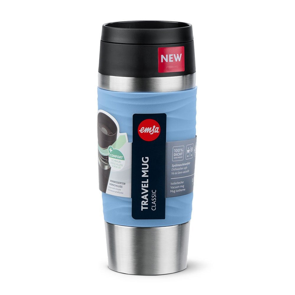 Taza Térmica Emsa Travel Mug  Waves Azul Claro/Acero Inoxidable, 0,36 Litros N2021300