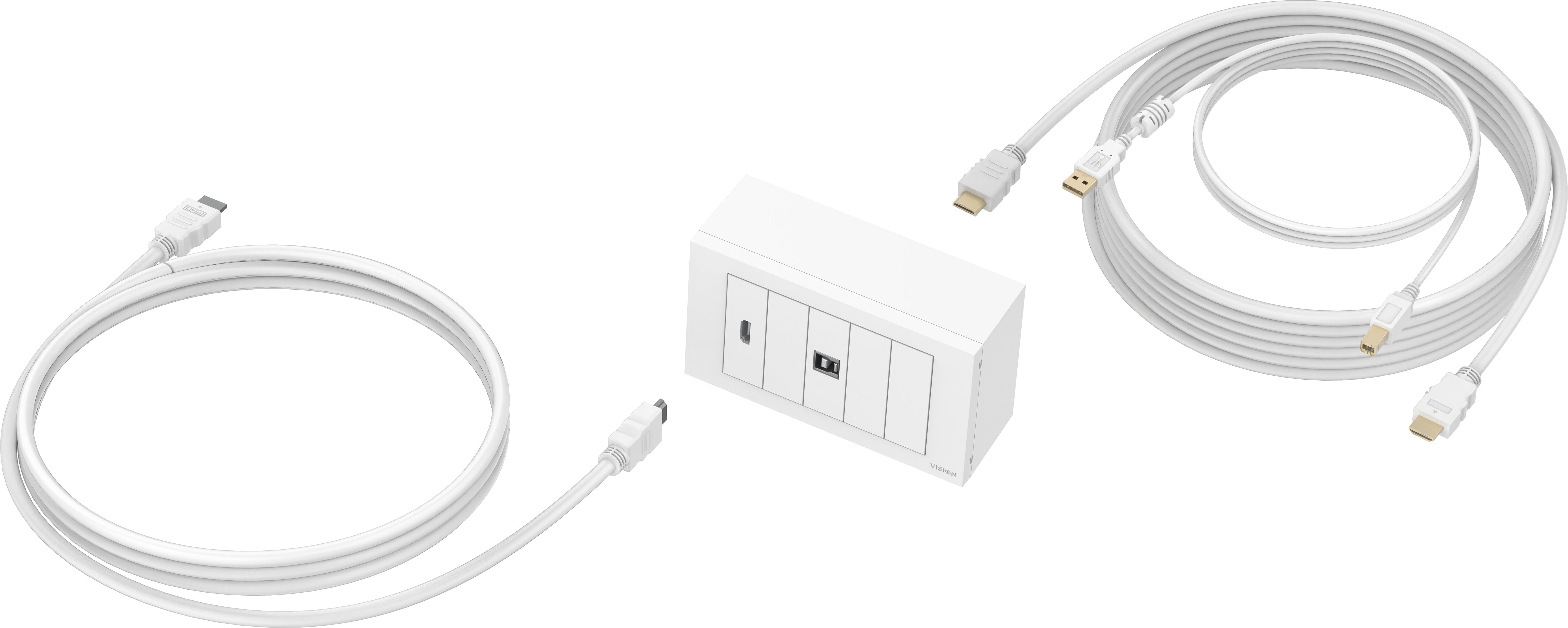 Paquete De Placa Frontal Av Modular Y Cables Cables De 5 Metros 4k A 60 Hz Paquete Simple Para Instalar Pantalla Táctil O Proyector Incluye Caja Trasera De Doble Gang Y Marco De Doble Gang Del Reino Unido Que Acomoda Cinco Módulos Módulos I