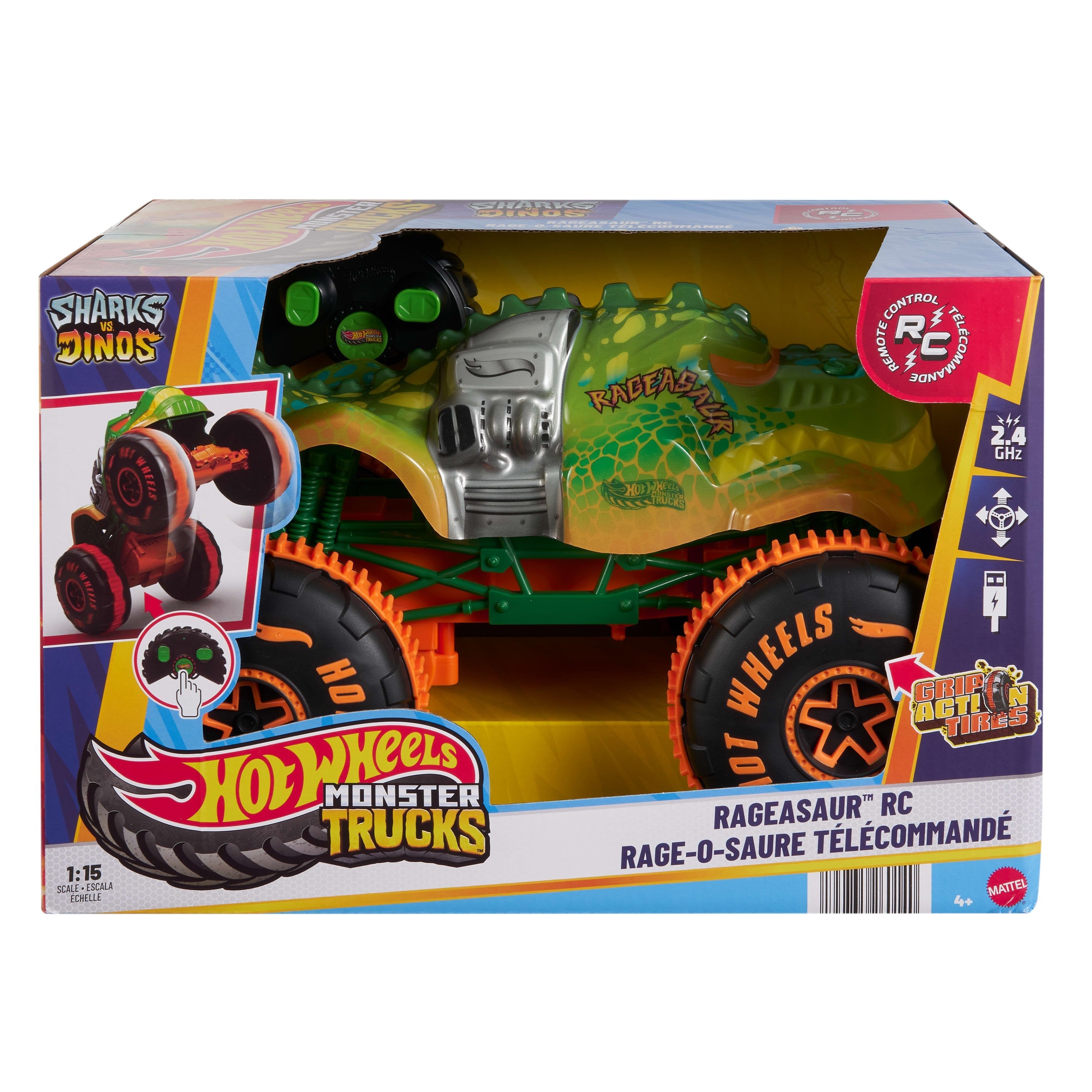 Hot Wheels Monster Trucks Rageasur 1:15, Rc Jbh03