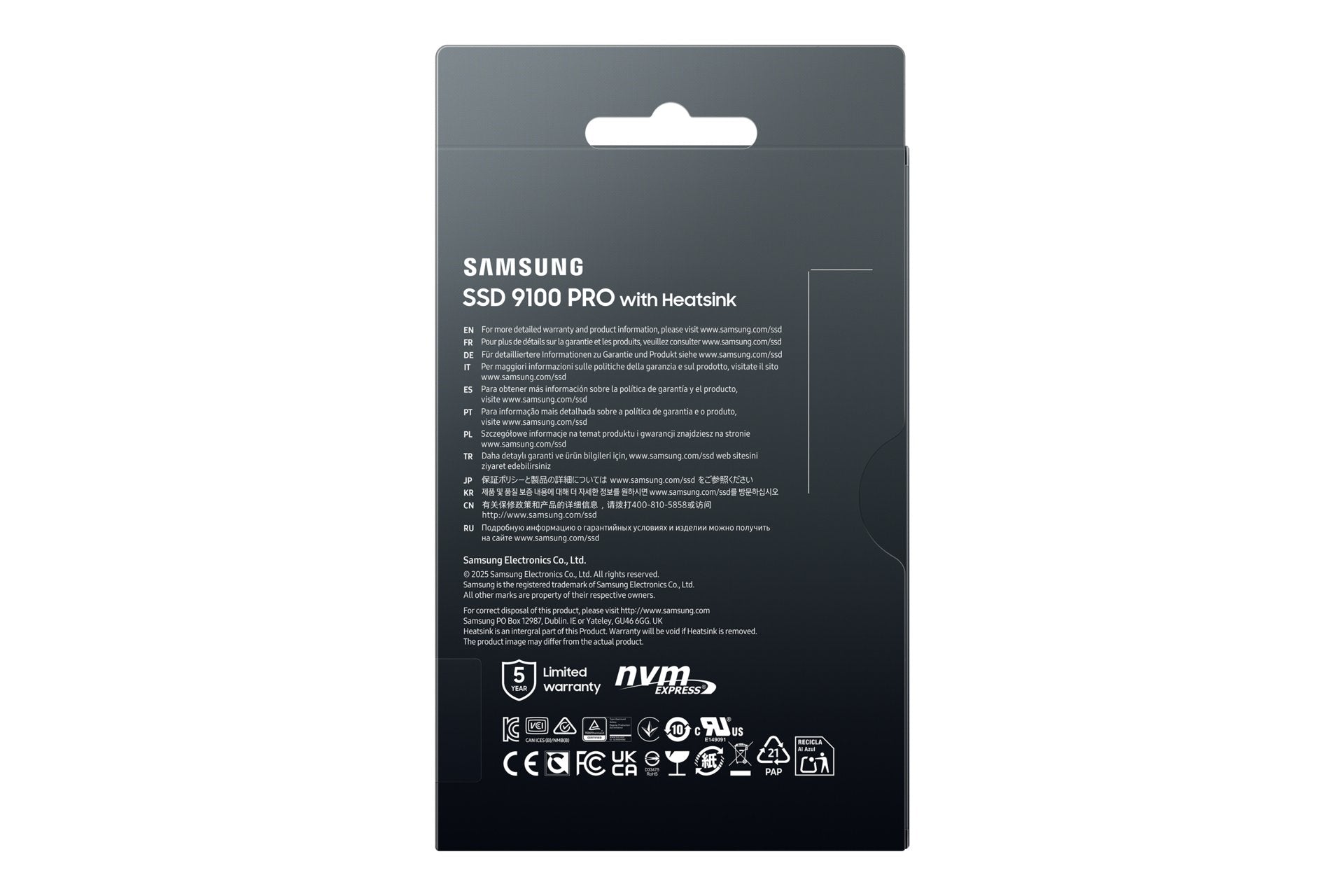 Ssd Samsung 9100 Pro M.2 1tb Nvme Mz-Vap1t0cw Pcie 5.0 Mit Heatsink