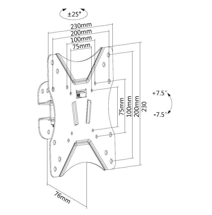 Equip Soporte Pared  650402 Para Pantallas 23/42' (58.4/106cm) Vesa 75x75 / 100x100 / 200x100 / 200x200 Incl -7.5/7.5º Giro -25/25º