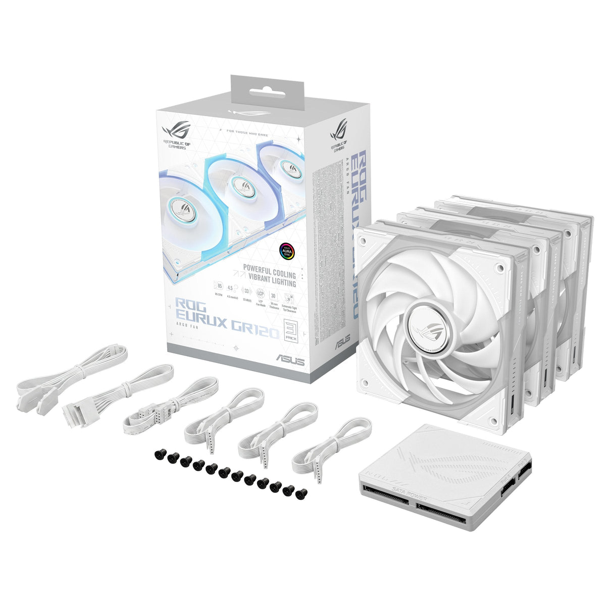 Ventilador Pc Asus Rog Eurux Gr120 Fan Argb Blanco 3in1