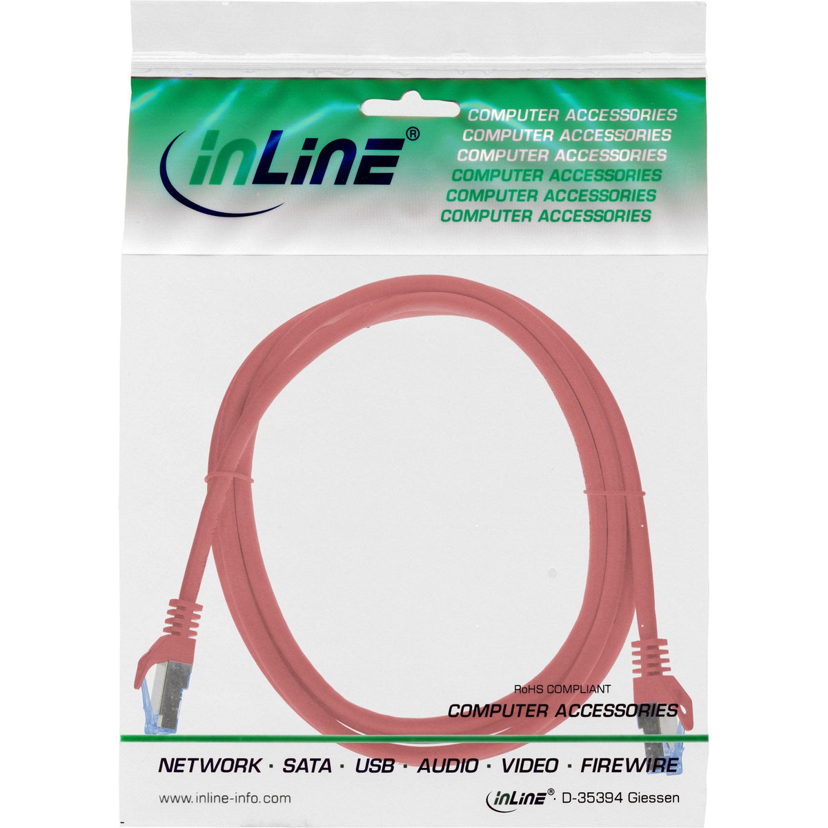Inline® Patch Cable, Cat.6a, S/Ftp, Tpe (Lszh), Cca, Rojo, 1.5m