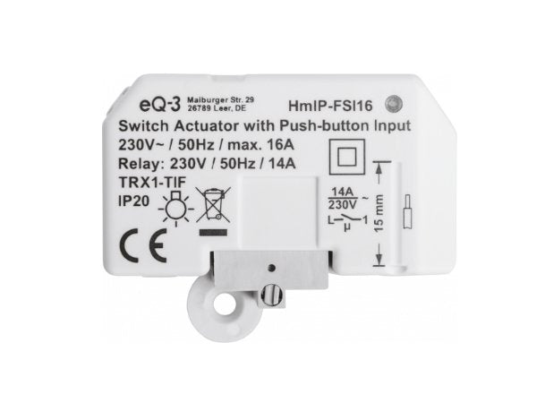 Actuador De Interruptor Ip Homematic Con Entrada De Botón Hmip-Fsi16, Interruptor Blanco, Montaje Empotrado 154346a0
