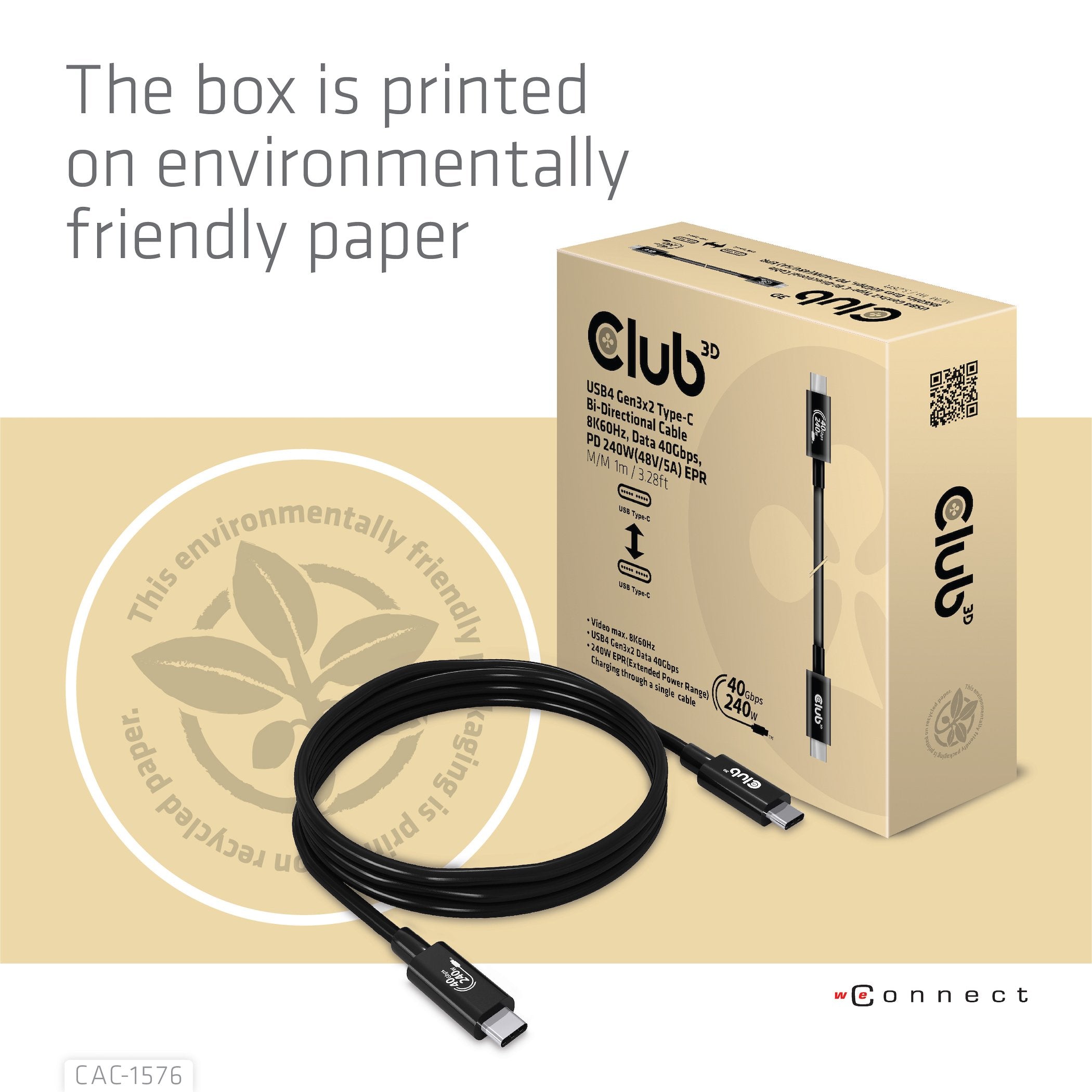 Club3d Cable Usb Tipo C  Pd 240w / 8k / 40gbps 1m M/M Retail