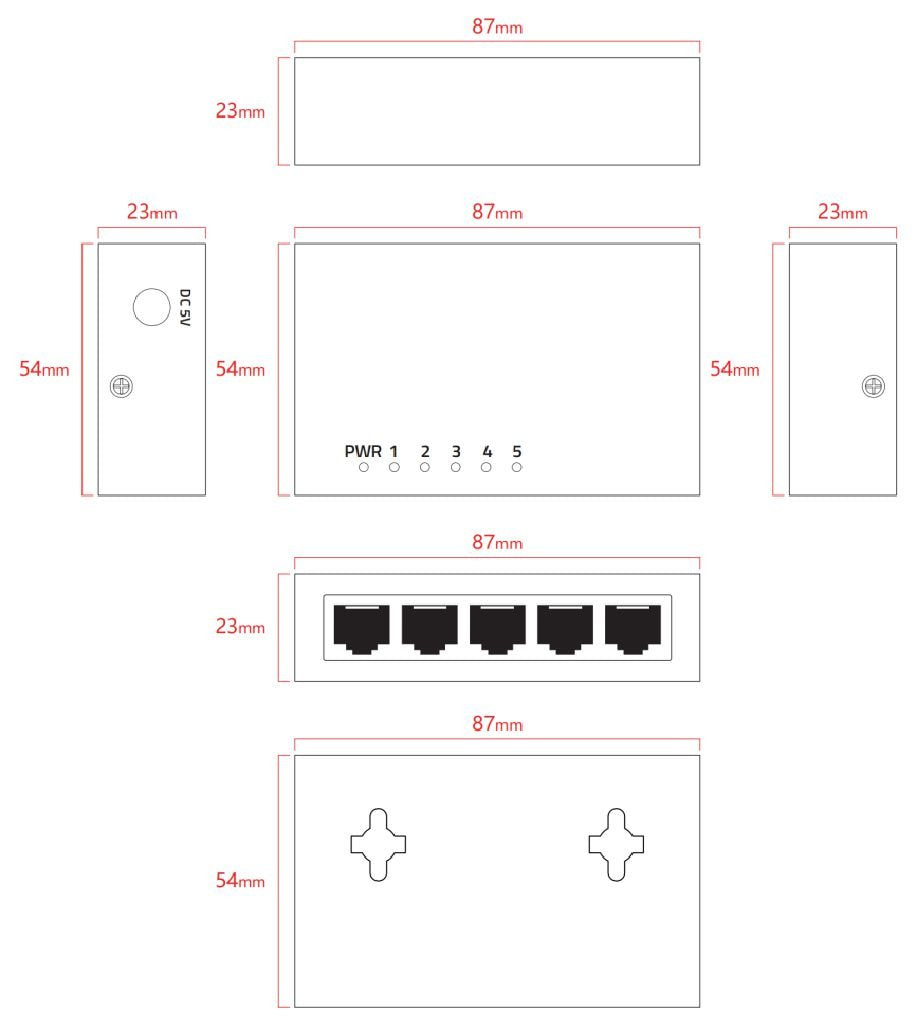 Unmanaged 5 Port Switch  10/100/1000mbps Ethernet