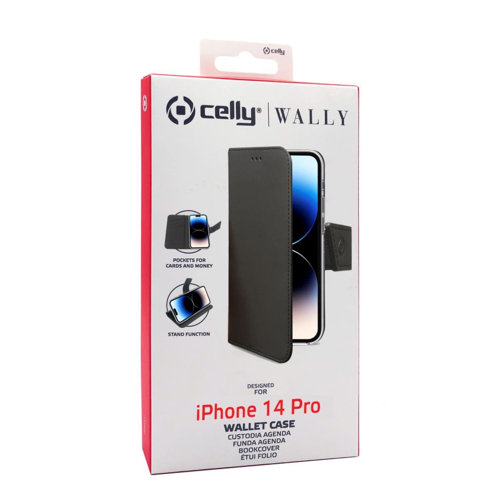 Case Celly Iphone 14 Pro Wallet Case Black Wally1025