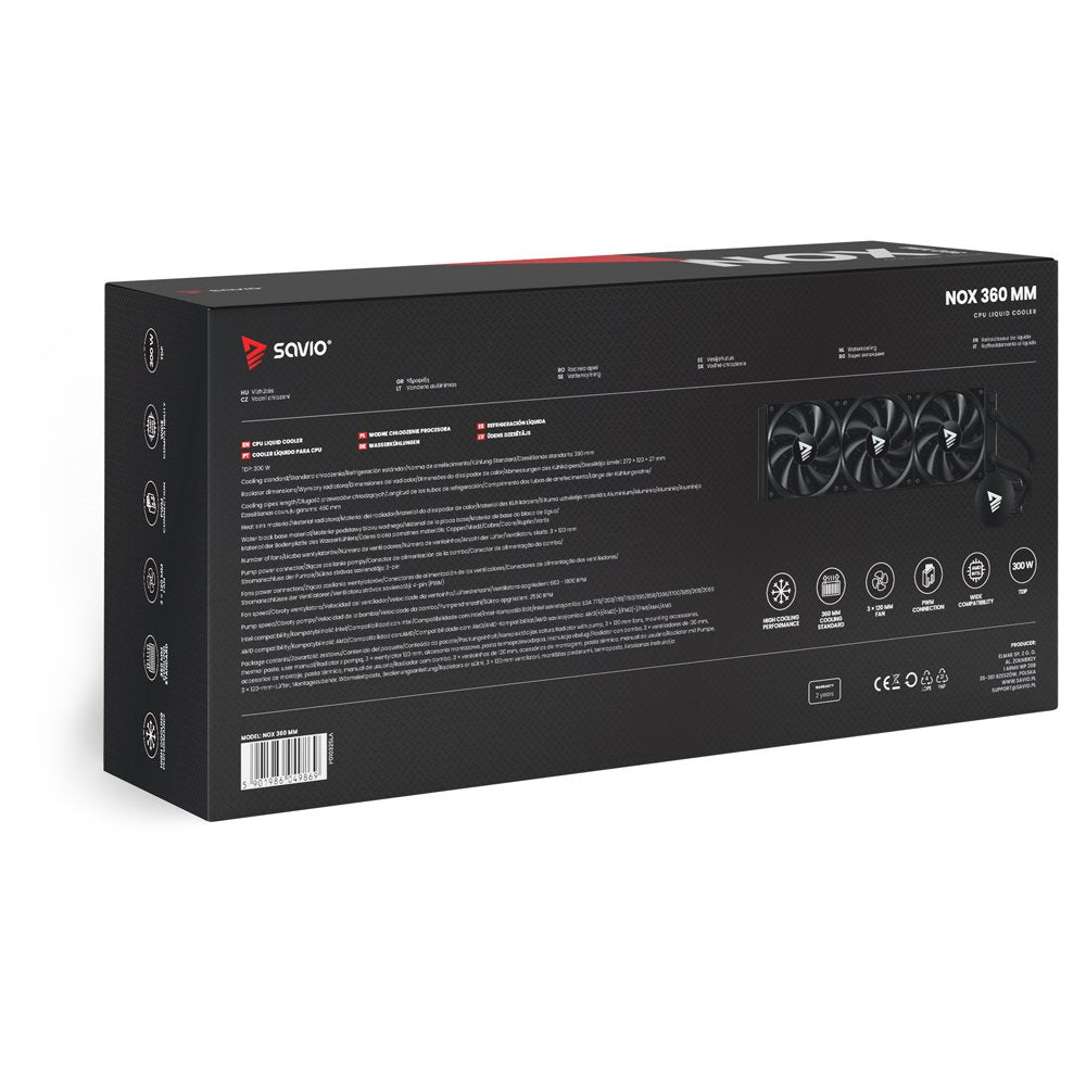 Refrigeración Líquida  Cpu Savio Nox 360 Mm 12 Cm Negro 1 Pieza(S)