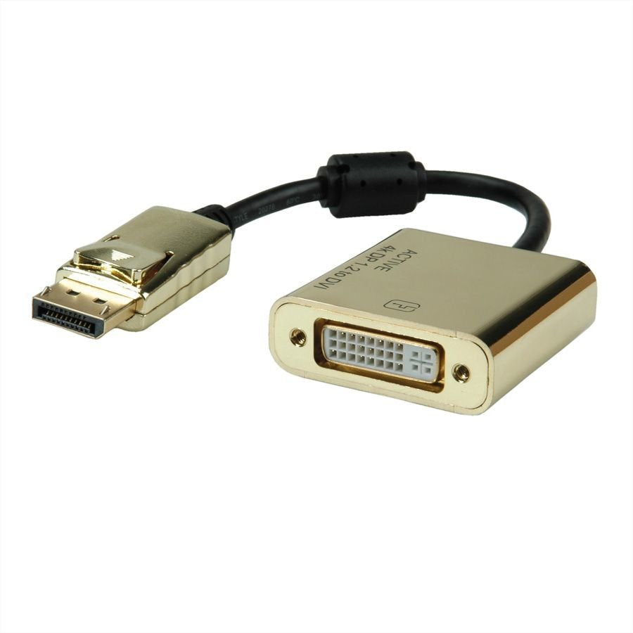 Roline Gold 4k Displayport-Dvi Adapter, Aktiv, V1.2, Dp St - Dvi Bu