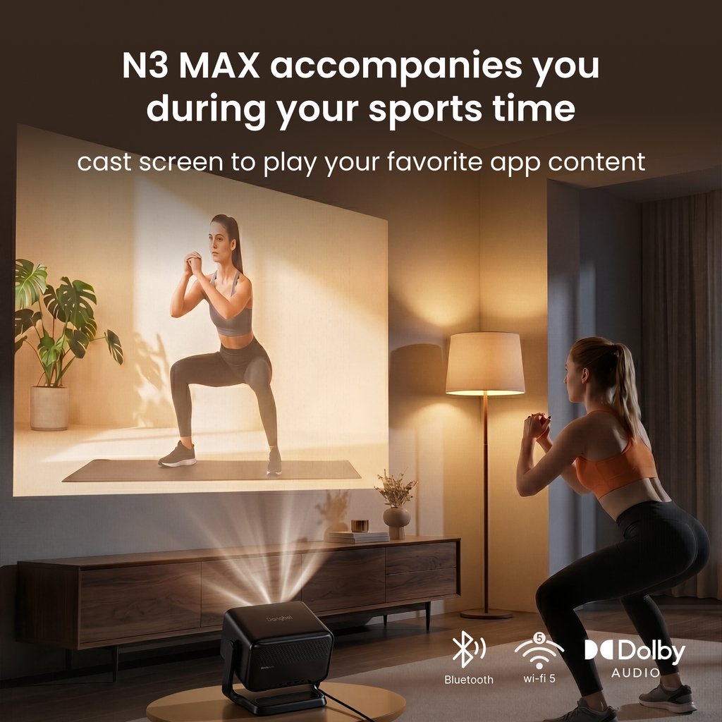 Dangbei N3 Max Proyector 4k Soporte, 1000 Iso Lumen Projetor Portatil,?Vidaa Os, Netflix & App Control De Voz?Videoproye