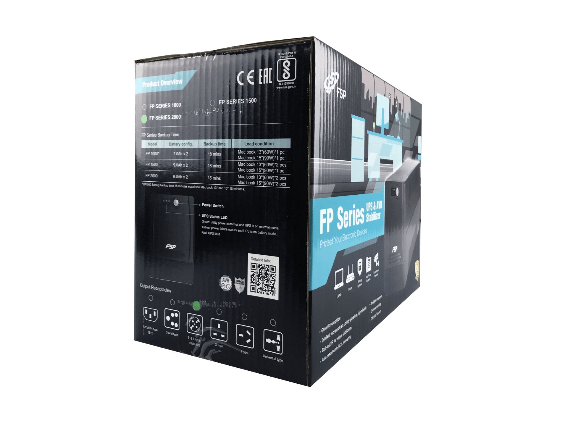 EAN 4711140487656 - FSP FP 1500 sistema de alimentación ininterrumpida (UPS) Línea interactiva 1,5 kVA 900 W 4 salidas AC imagen 5