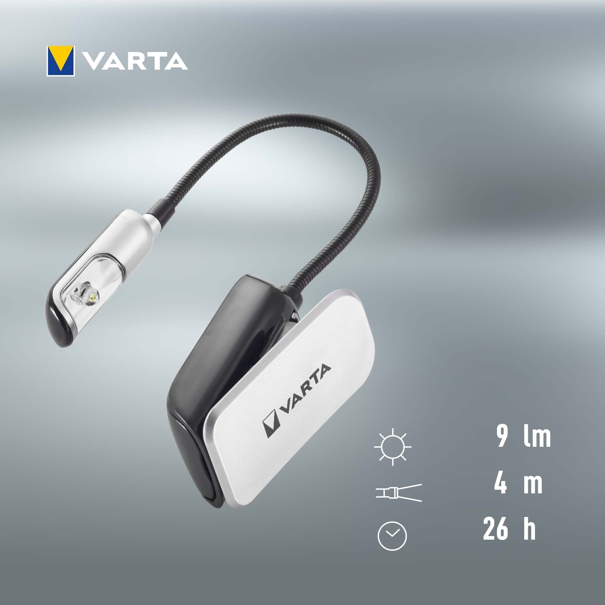 Varta 16618101421 Linterna De Clip Negro, Plata Led     2xcr2032