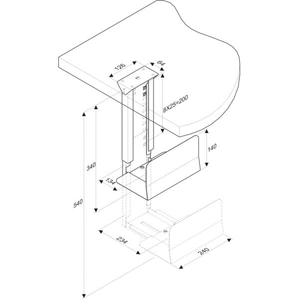 Microconnect Soporte De Cpu Bajo Mesa Negro